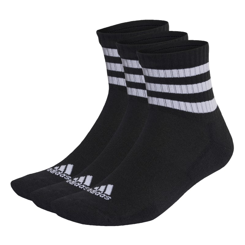 adidas 3-Stripes Cushioned  Mid-Cut Socken 3er Pack - schwarz