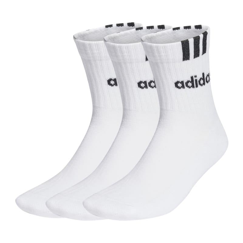 adidas 3-Streifen Linear Half-Crew Cushioned Socken 3er Pack - weiß/schwarz