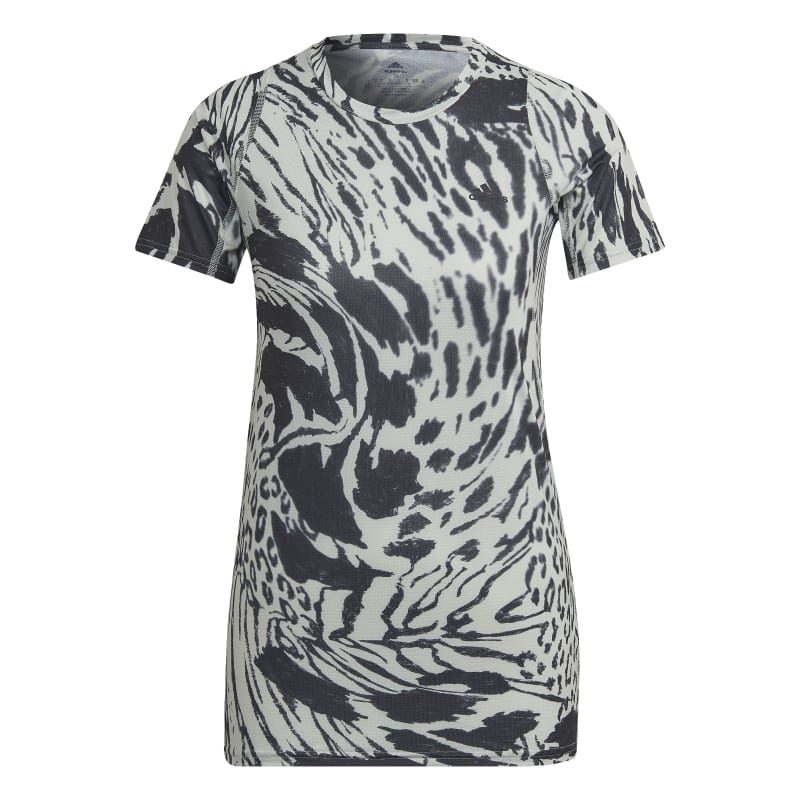 adidas Fast Allover Print Running T-Shirt Damen - schwarz/weiß