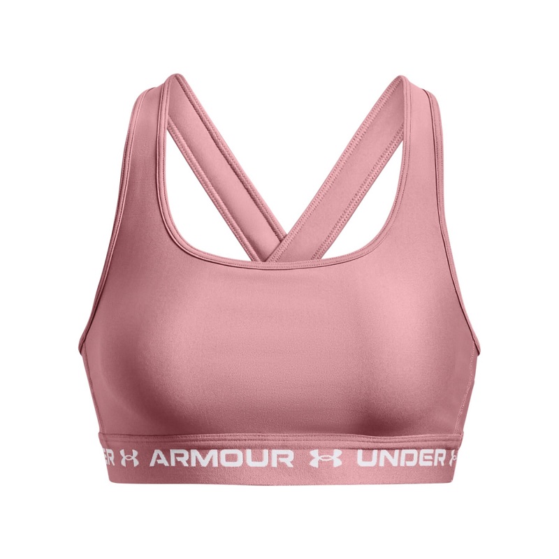 Under Armour Crossback Mid Sport BH Damen - rosa/weiß