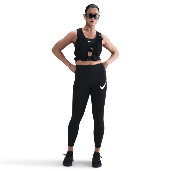 Nike Tempo Swoosh Run Leggings Damen - schwarz/weiß