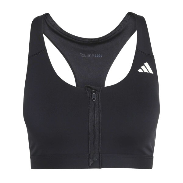 adidas Optime Essentials Workout Zip-Front Medium Support Sport-Bh Damen - black