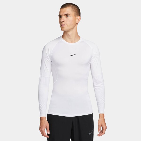 Nike M Np Df Tight Top Ls Herren - white/black