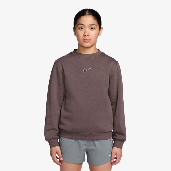 Nike KM K Nk Club Flc Crew LS Fleece Sweatshirt Kinder - plum eclipse/black