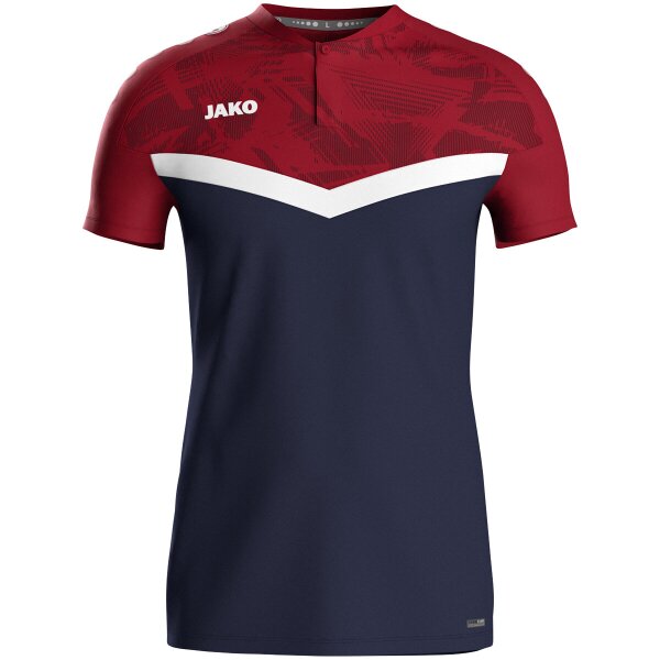 Jako Polo Iconic - marine/chili rot
