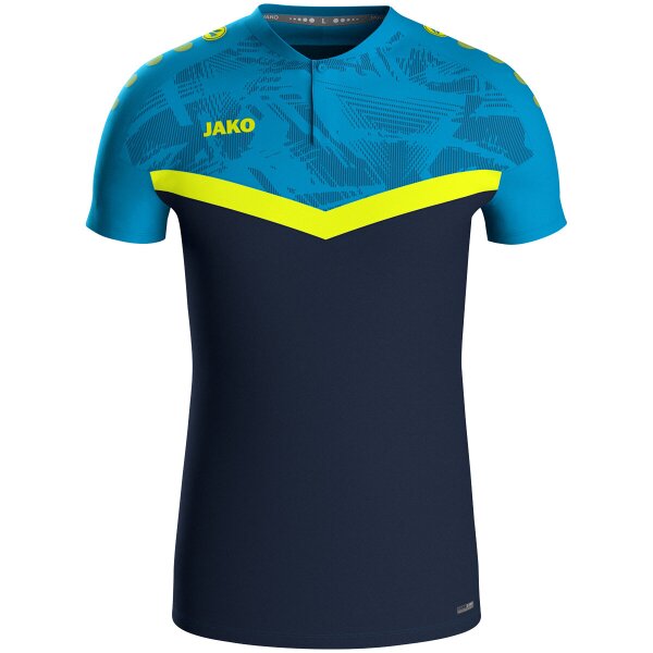 Jako Polo Iconic - marine/Jako blau/neongelb