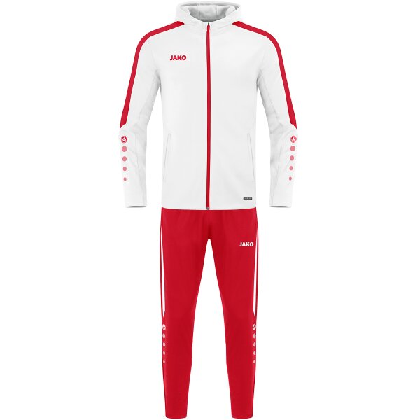Jako Trainingsanzug Polyester Power mit Kapuze Kinder - weiß/rot