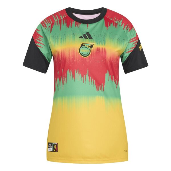adidas Jamaika 26 x Bob Marley Heim Pre Match Trikot Damen - bogold/vivgrn/purrub
