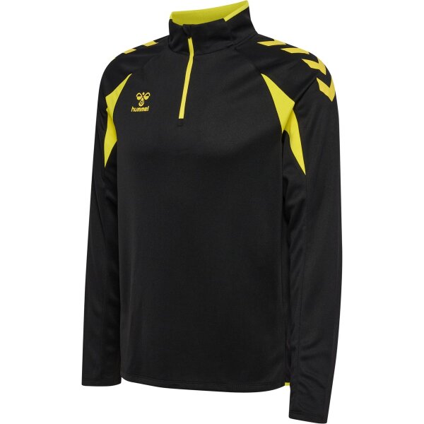 hummel Core 2.0 Half Zip Trainingsjacke - black/blazing yellow