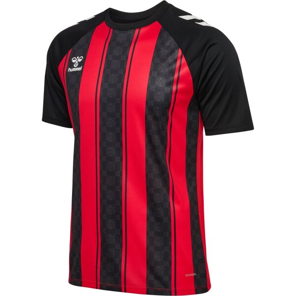 hummel Match Striped S/S Trikot - true red/black