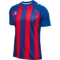 hummel Match Striped S/S Trikot - true blue/true red