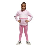 adidas Seasonal Essentials Tiberio 3 Stripes Fleece Leggings Set Trainingsanzug Kinder - trupnk/white/clpink
