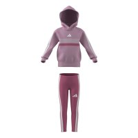 adidas Seasonal Essentials Tiberio 3 Stripes Fleece Leggings Set Trainingsanzug Kinder - trupnk/white/clpink