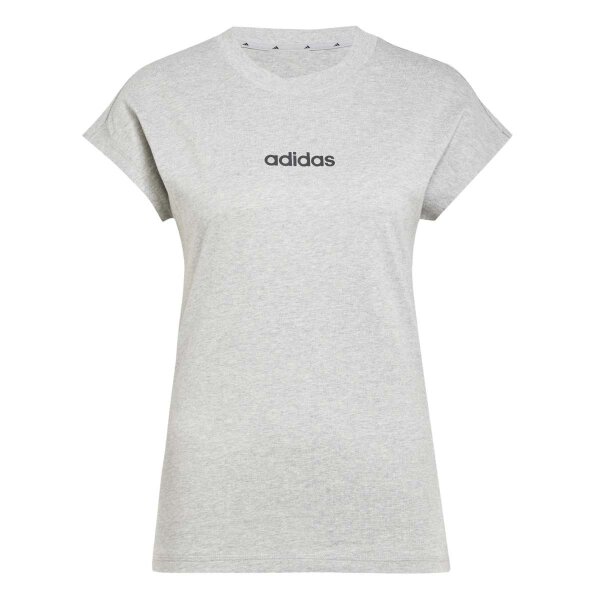 adidas Essentials Linear Cotton T-Shirt Damen - mgreyh/black