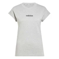 adidas Essentials Linear Cotton T-Shirt Damen - mgreyh/black