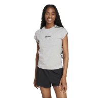 adidas Essentials Linear Cotton T-Shirt Damen - mgreyh/black