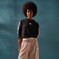 adidas Essentials 3-Stripes French Terry Cropped Hoodie Damen - black/white
