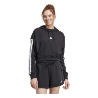 adidas Essentials 3-Stripes French Terry Cropped Hoodie Damen - black/white