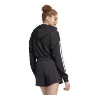 adidas Essentials 3-Stripes French Terry Cropped Hoodie Damen - black/white