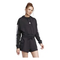 adidas Essentials 3-Stripes French Terry Cropped Hoodie Damen - black/white