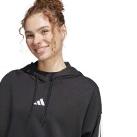 adidas Essentials 3-Stripes French Terry Cropped Hoodie Damen - black/white