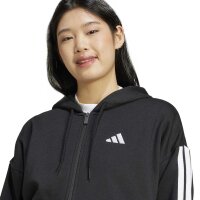 adidas Essentials 3-Stripes Fleece Kapuzenjacke Damen - black/white