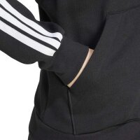 adidas Essentials 3-Stripes Fleece Kapuzenjacke Damen - black/white