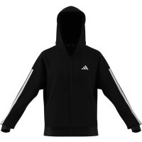 adidas Essentials 3-Stripes Fleece Kapuzenjacke Damen - black/white