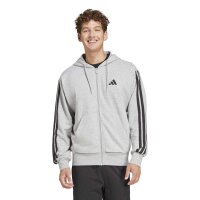 adidas Essentials Three Stripes French Terry Kapuzenjacke Herren - mgreyh/black