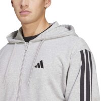 adidas Essentials Three Stripes French Terry Kapuzenjacke Herren - mgreyh/black