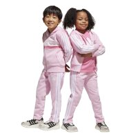 adidas Seasonal Essentials Tiberio 3 Stripes Fleece Trainingsanzug Kinder - trupnk/white/clpink