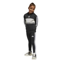 adidas Seasonal Essentials Tiberio 3 Stripes Fleece Leggings Set Trainingsanzug Kinder - black/white/gretwo