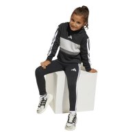 adidas Seasonal Essentials Tiberio 3 Stripes Fleece Leggings Set Trainingsanzug Kinder - black/white/gretwo
