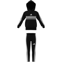 adidas Seasonal Essentials Tiberio 3 Stripes Fleece Leggings Set Trainingsanzug Kinder - black/white/gretwo