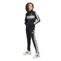 adidas Seasonal Essentials Tiberio 3 Stripes Tricot Trainingsanzug Kinder - black/white/gretwo