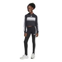 adidas Seasonal Essentials Tiberio 3 Stripes Fleece Leggings Set Trainingsanzug Kinder - black/white/gretwo