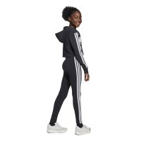 adidas Seasonal Essentials Tiberio 3 Stripes Fleece Leggings Set Trainingsanzug Kinder - black/white/gretwo