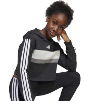 adidas Seasonal Essentials Tiberio 3 Stripes Fleece Leggings Set Trainingsanzug Kinder - black/white/gretwo