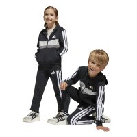 adidas Seasonal Essentials Tiberio 3 Stripes Fleece Trainingsanzug Kinder - black/white/gretwo