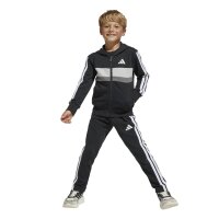 adidas Seasonal Essentials Tiberio 3 Stripes Fleece Trainingsanzug Kinder - black/white/gretwo