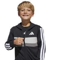 adidas Seasonal Essentials Tiberio 3 Stripes Fleece Trainingsanzug Kinder - black/white/gretwo