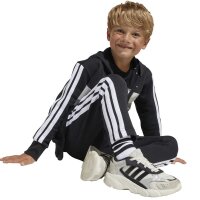 adidas Seasonal Essentials Tiberio 3 Stripes Fleece Trainingsanzug Kinder - black/white/gretwo
