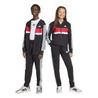 adidas Seasonal Essentials Tiberio 3 Stripes French Terry Trainingsanzug Kinder - black/white/purrub