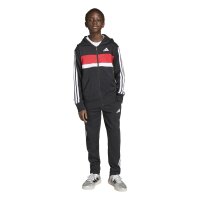 adidas Seasonal Essentials Tiberio 3 Stripes French Terry Trainingsanzug Kinder - black/white/purrub