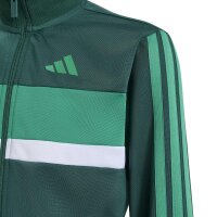 adidas Seasonal Essentials Tiberio 3 Stripes Tricot Trainingsanzug Kinder - cgreen/cougrn