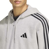 adidas Essentials Three Stripes French Terry Kapuzenjacke Herren - mgreyh/white