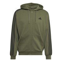 adidas Essentials Three Stripes French Terry Kapuzenjacke Herren - olifou/black