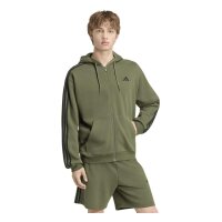 adidas Essentials Three Stripes French Terry Kapuzenjacke Herren - olifou/black