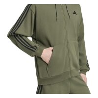 adidas Essentials Three Stripes French Terry Kapuzenjacke Herren - olifou/black