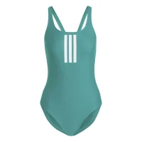 adidas 3 Stripes V-Back Badeanzug Damen - eqtgrn/white